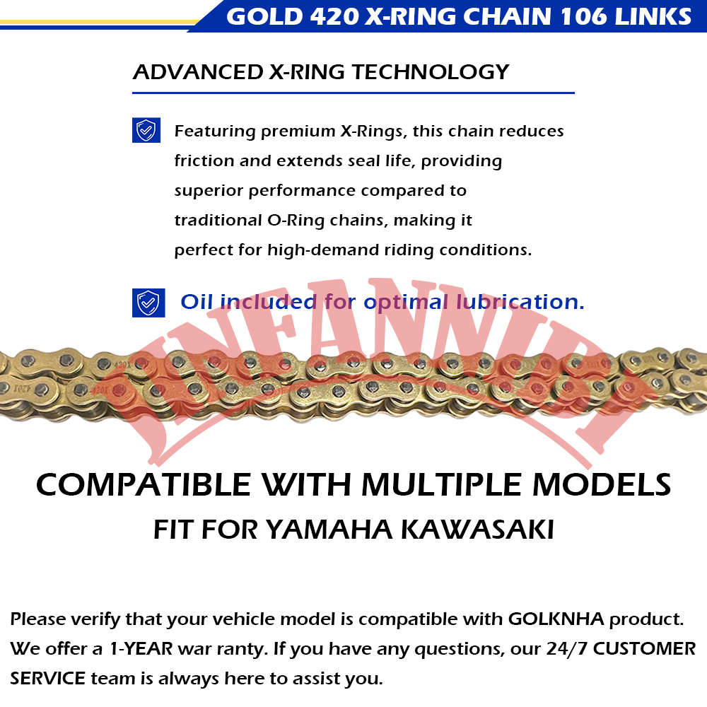Gold 420 X-Ring Chain 106 Link - Master Link Chain review and price